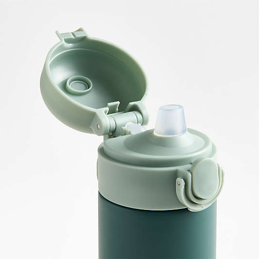Green Colorblock Insulated Stainless Steel Kids Water Bottle with Straw