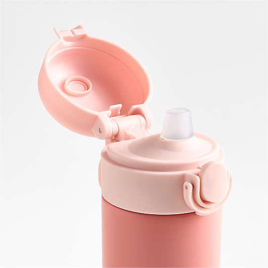 Pink Colorblock Insulated Stainless Steel Kids Water Bottle with Straw