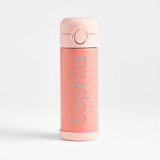 Pink Colorblock Insulated Stainless Steel Kids Water Bottle with Straw