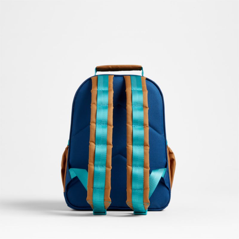 Colorblock Navy and Ochre Medium Kids Backpack with Side Pockets