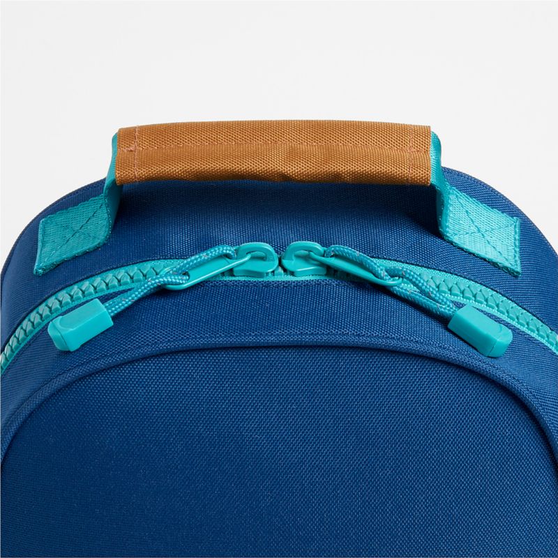 Colorblock Navy and Ochre Medium Kids Backpack with Side Pockets