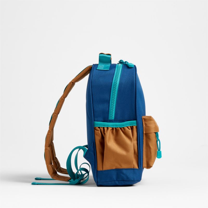 Colorblock Navy and Ochre Small Kids Backpack with Side Pockets - image 6 of 16