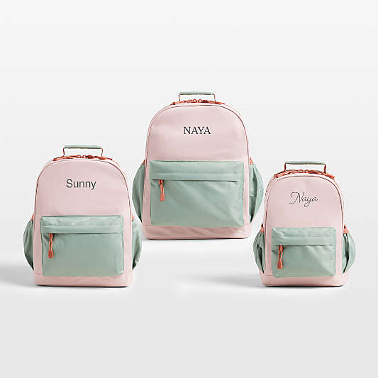 Pink and Mint Green Colorblock Kids Backpacks