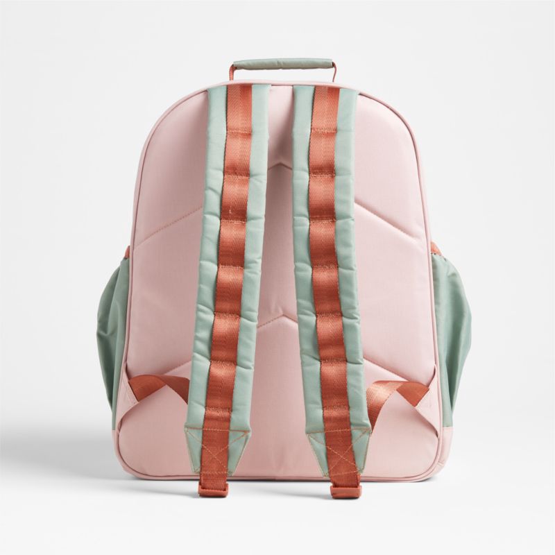 Colorblock Pink and Mint Green Large Kids Backpack with Side Pockets - image 9 of 15