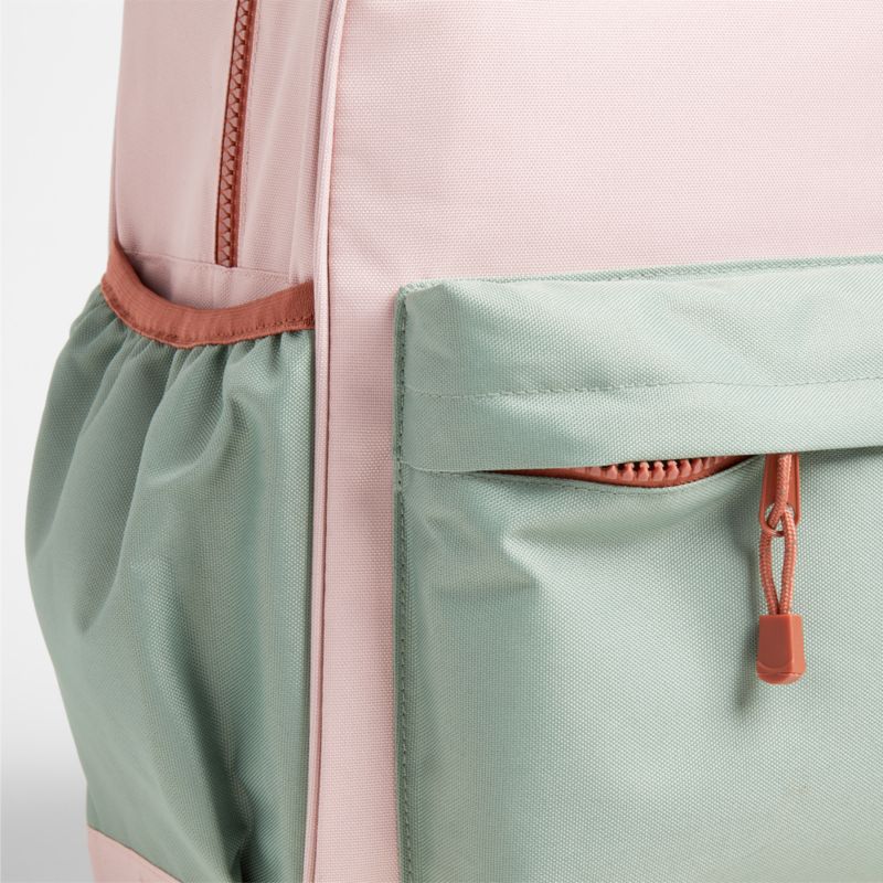 Colorblock Pink and Mint Green Large Kids Backpack with Side Pockets - image 10 of 15