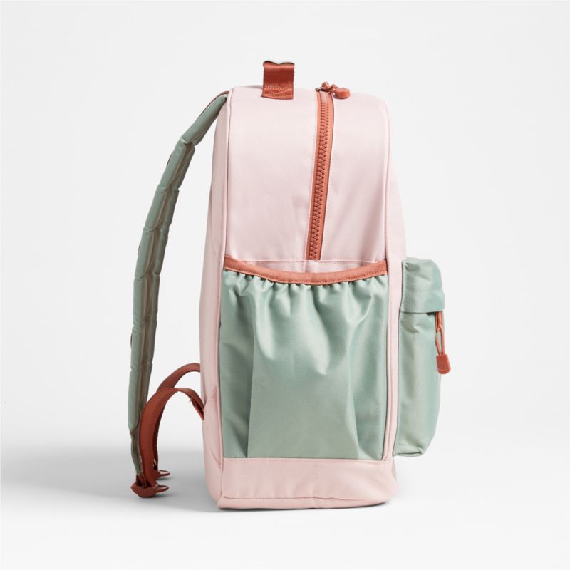 Colorblock Pink and Mint Green Large Kids Backpack with Side Pockets - image 8 of 15