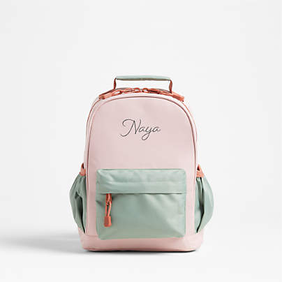 Dreamer Colorblock Pink and Mint Green Small Kids Backpack with Side Pockets