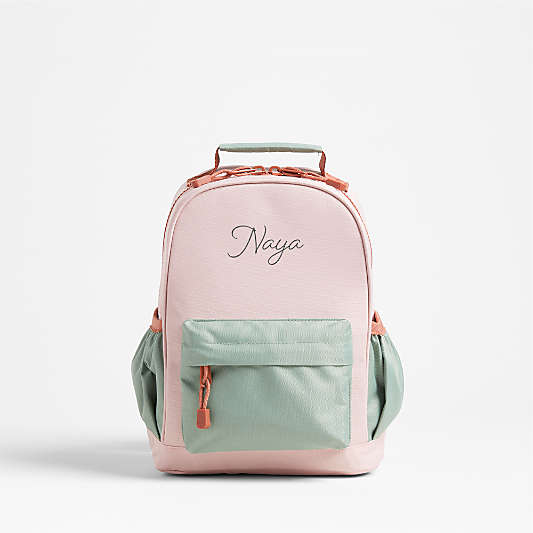 Dreamer Colorblock Pink and Mint Green Small Kids Backpack with Side Pockets
