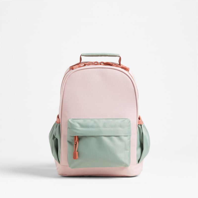 Colorblock Pink and Mint Green Small Kids Backpack with Side Pockets - image 7 of 16