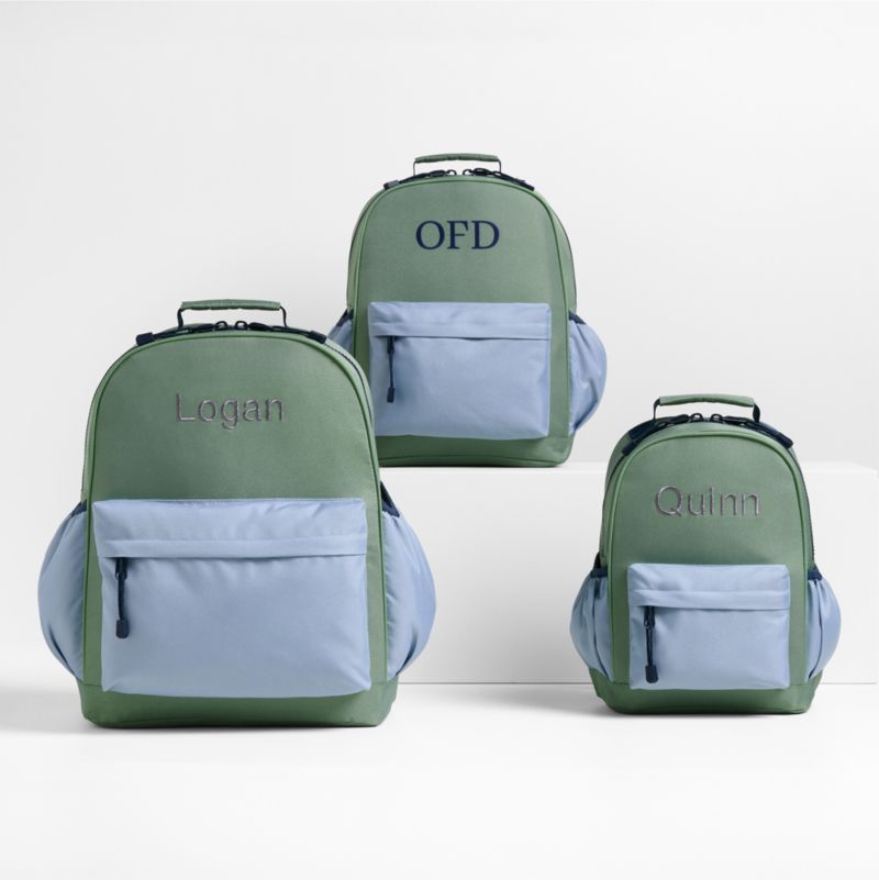 Colorblock Green and Blue Large Kids Backpack with Side Pockets - image 6 of 16