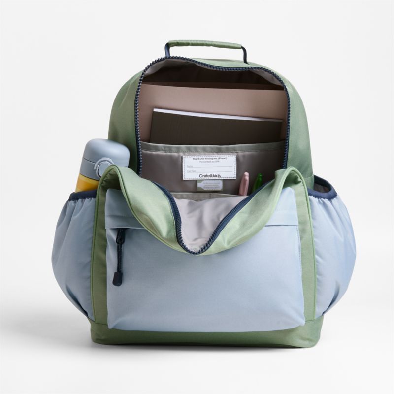 Colorblock Green and Blue Large Kids Backpack with Side Pockets - image 12 of 16