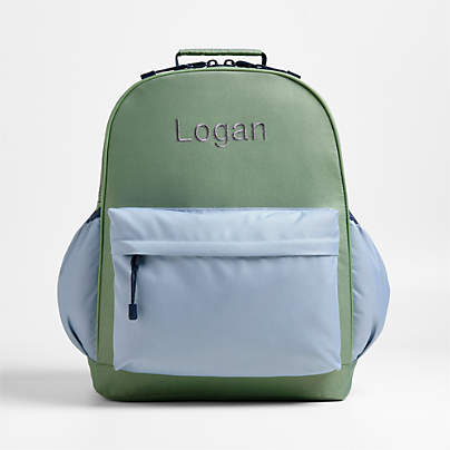Dreamer Colorblock Green and Blue Large Kids Backpack with Side Pockets
