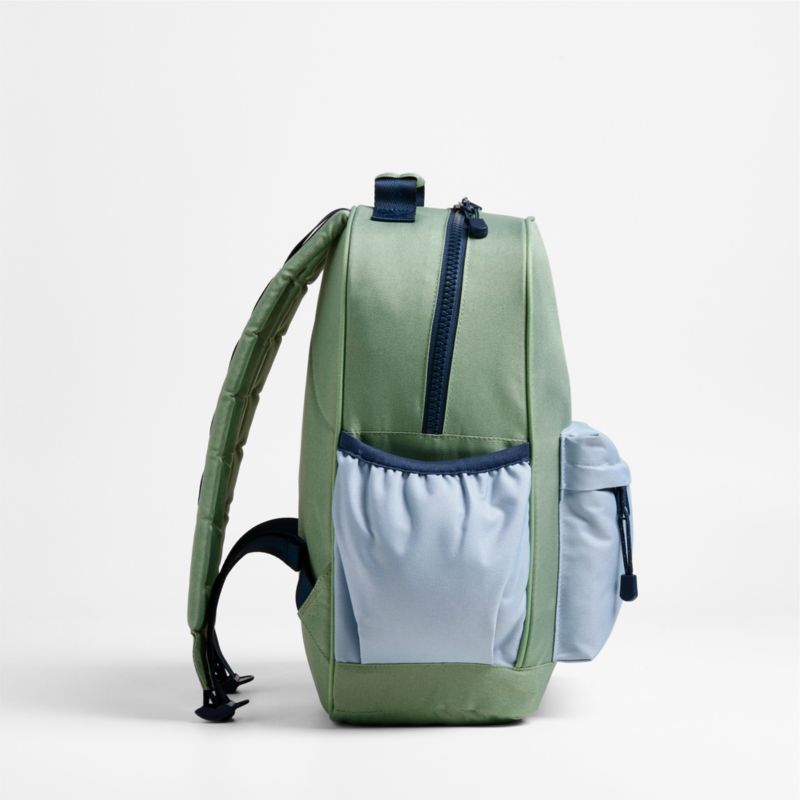 Colorblock Green and Blue Medium Kids Backpack with Side Pockets ...