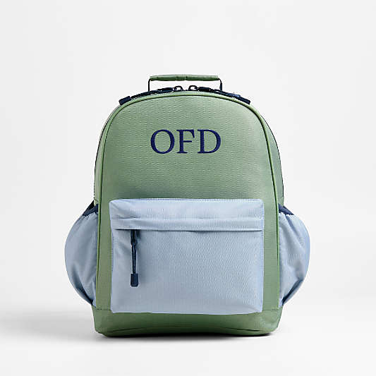 Green and Blue Colorblock Medium Kids Backpack with Side Pockets
