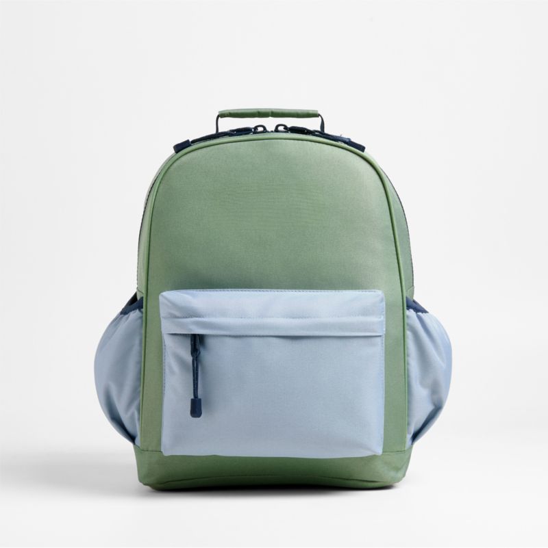 Colorblock Green and Blue Medium Kids Backpack with Side Pockets - image 4 of 14