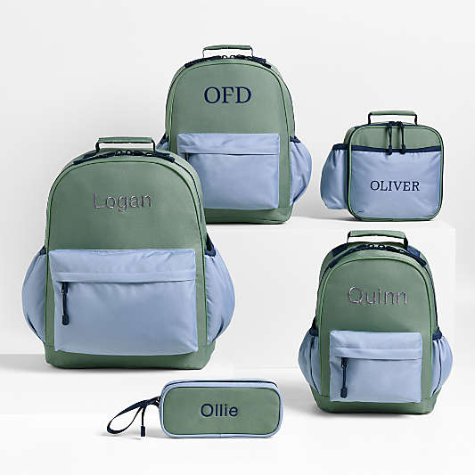 Colorblock Green and Blue Kids Backpacks and Lunch Box