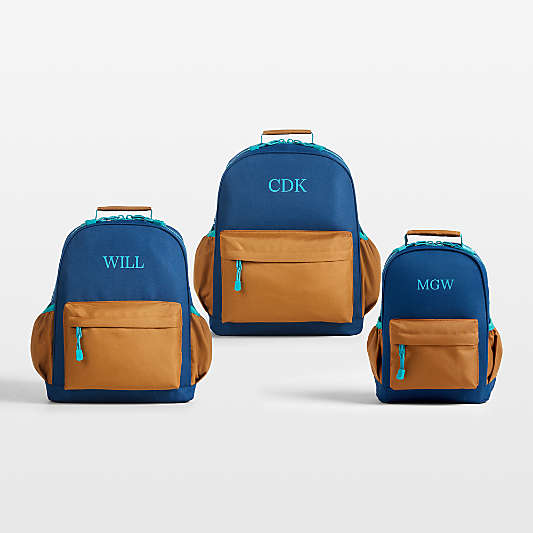 Colorblock Navy and Ochre Kids Backpacks