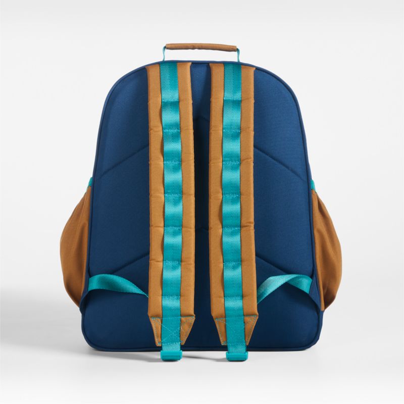 Colorblock Navy and Ochre Large Kids Backpack with Side Pockets - image 8 of 19