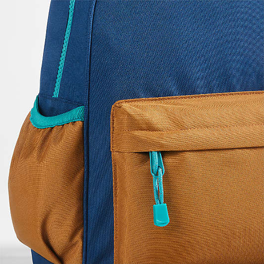 Navy and Ocher Colorblock Kids Backpack Bundle