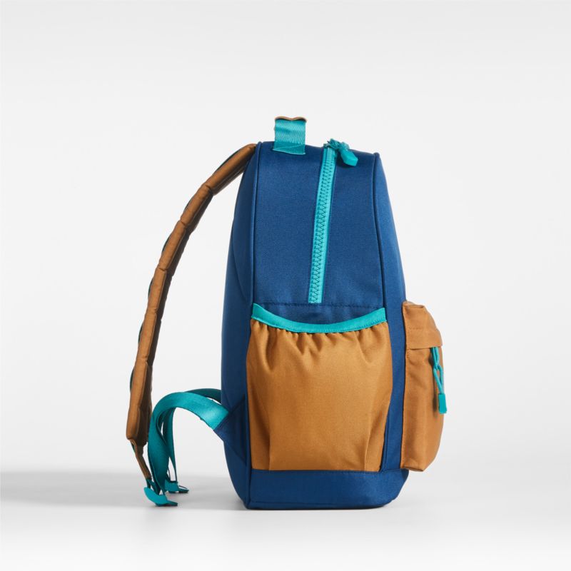 Colorblock Navy and Ochre Medium Kids Backpack with Side Pockets - image 6 of 18