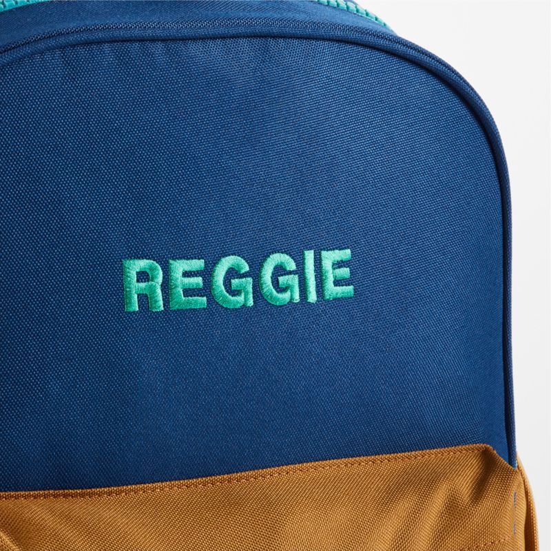 Dreamer Colorblock Navy and Ochre Small Kids Backpack with Side Pockets - image 8 of 13