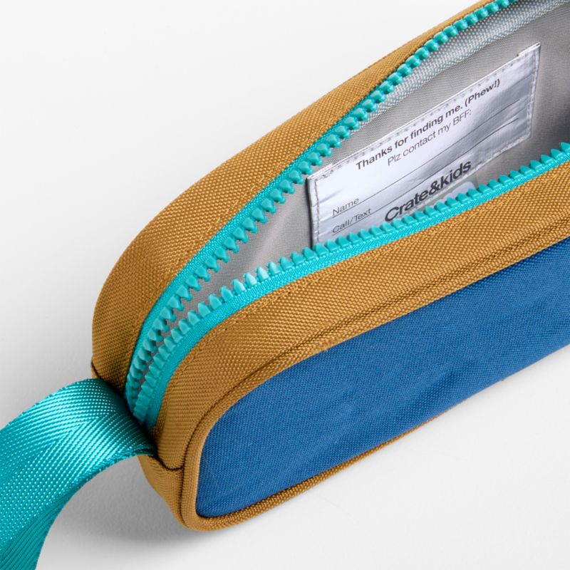 Colorblock Navy and Ochre Soft Kids Pencil Case