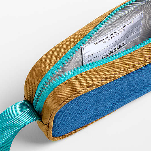 Navy and Ochre Colorblock Kids Pencil Case