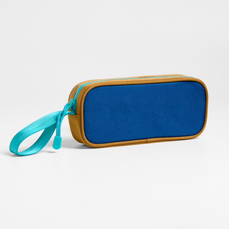 Colorblock Navy and Ochre Soft Kids Pencil Case