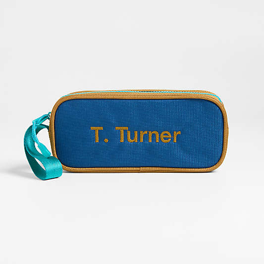 Navy and Ochre Colorblock Kids Pencil Case