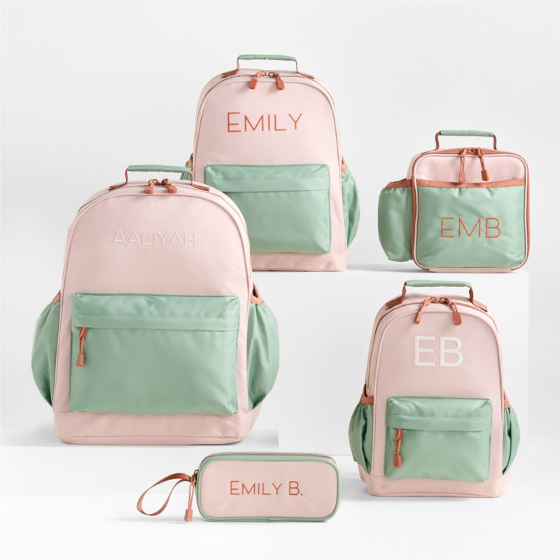 Colorblock Pink and Mint Green Kids Backpacks and Lunch Box Crate Kids