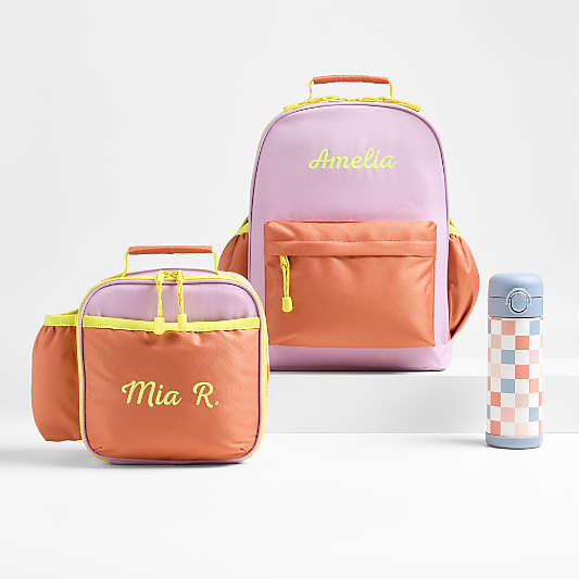 Colorblock Purple and Orange Kids Backpack Bundle