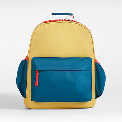 Colorblock Yellow and Green Large Kids Backpack