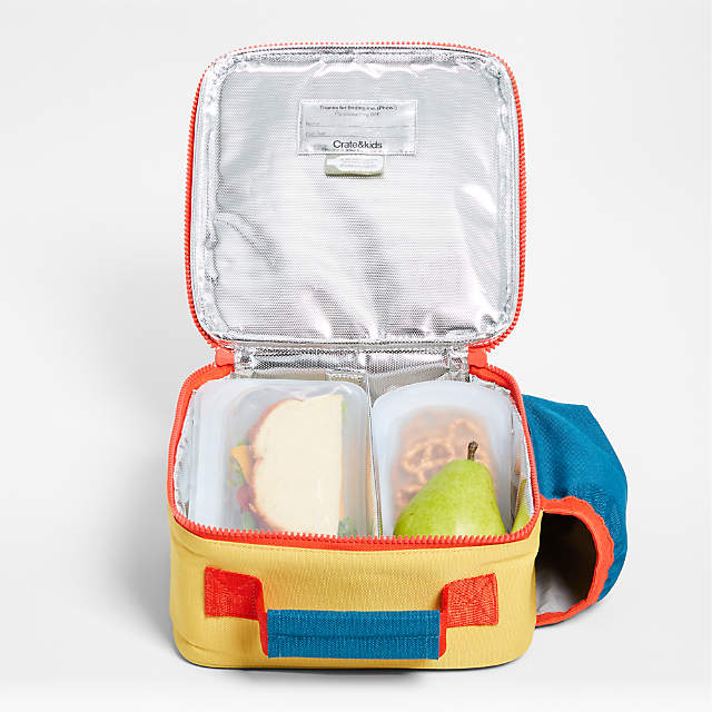 Colorblock Navy and Ochre Soft Insulated Kids Personalized Thermal Lunch Box  + Reviews