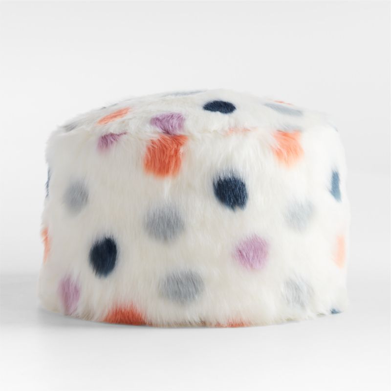 Colorful Dot Faux Fur Round Pouf Ottoman + Reviews Crate & Kids