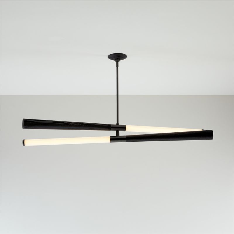 Colt Linear LED Wood Black Chandelier Light