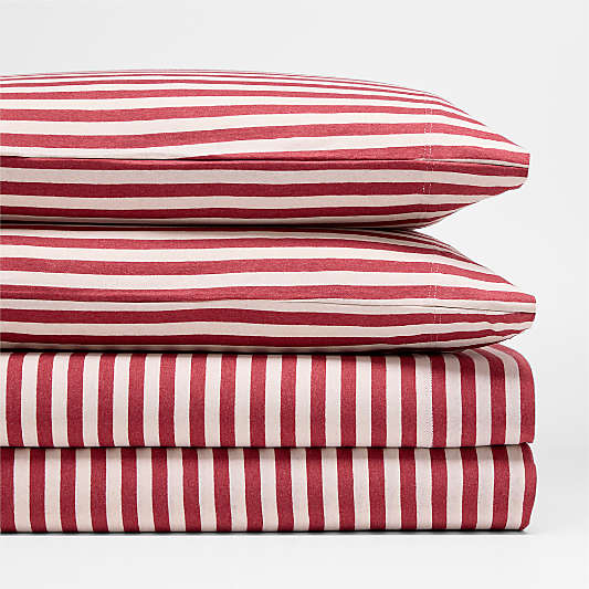 Comfy Tee Red Stripe 100% Organic Cotton Jersey Kids Full Sheet Set