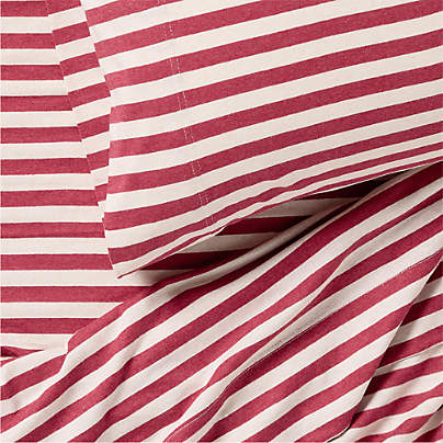 Comfy Tee Red Currant Striped Organic Cotton Jersey Kids Sheet Set