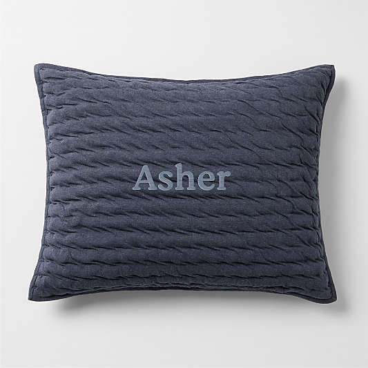 Comfy Tee Deep Indigo Matelasse Organic Cotton Jersey Kids Pillow Sham