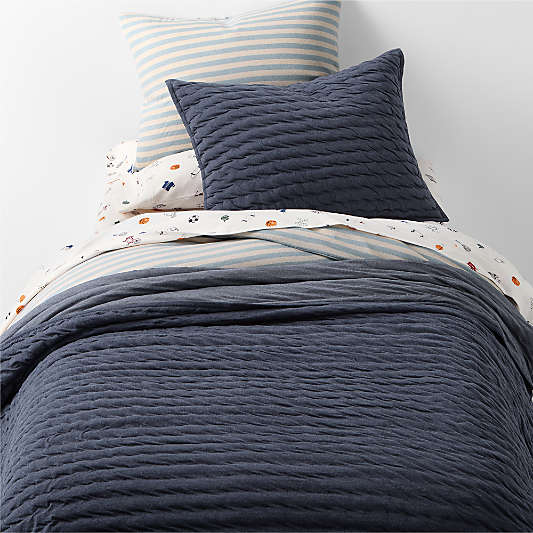 Comfy Tee Deep Indigo Matelasse 100% Organic Cotton Jersey Kids Full/Queen Quilt