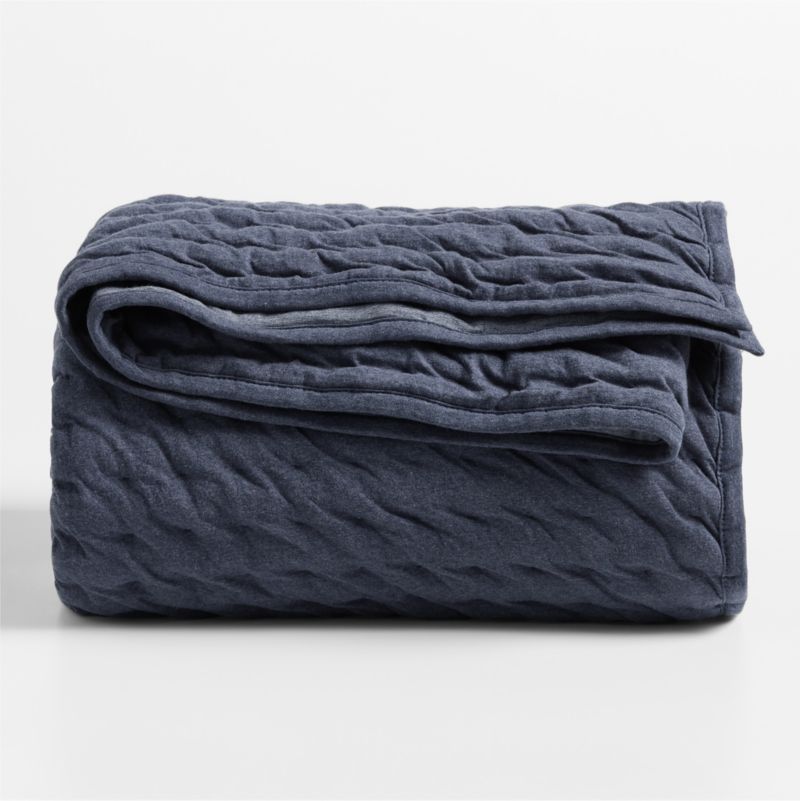 Comfy Tee Deep Indigo Matelasse Organic Cotton Jersey Kids Full/Queen Quilt - image 5 of 6