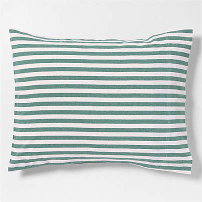 Comfy Tee Organic Cotton Jersey Green Stripe Standard Bed Pillow Sham