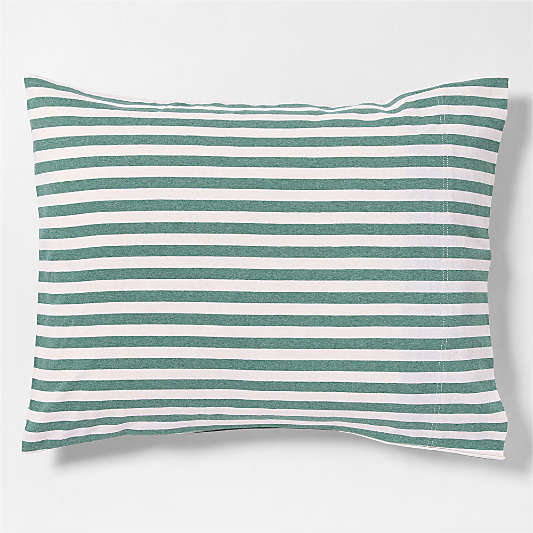 Comfy Tee Organic Cotton Jersey Green Stripe Standard Bed Pillow Sham
