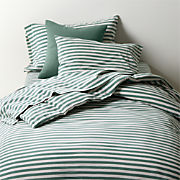 Comfy Tee Organic Cotton Jersey Green Stripe Twin XL Duvet Cover