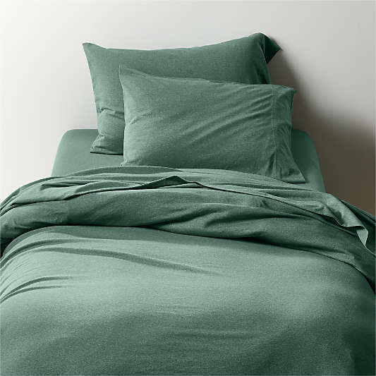 Comfy Tee Organic Cotton Jersey Green Twin XL Duvet Cover