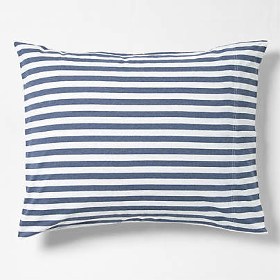 Comfy Tee Organic Cotton Jersey Navy Stripe Standard Bed Pillow Sham