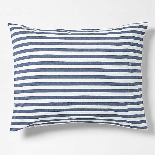 Comfy Tee Organic Cotton Jersey Navy Stripe Standard Bed Pillow Sham