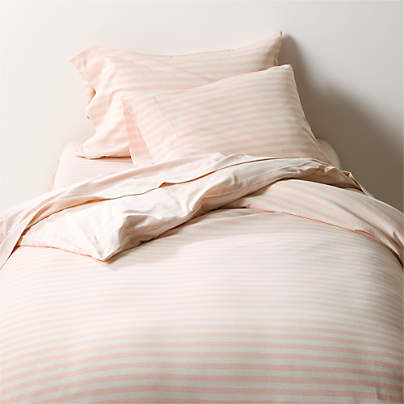 Comfy Tee Organic Cotton Jersey Pink Stripe Twin XL Duvet Cover