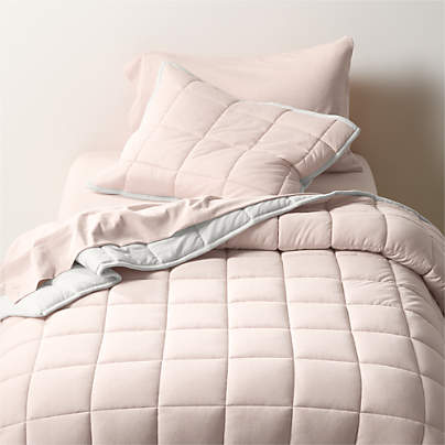 Comfy Tee Organic Cotton Jersey Reversible Pink and Beige Twin XL Quilt