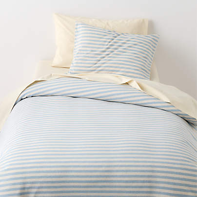 Comfy Tee Sky Blue Stripe Organic Cotton Jersey Kids Duvet Cover
