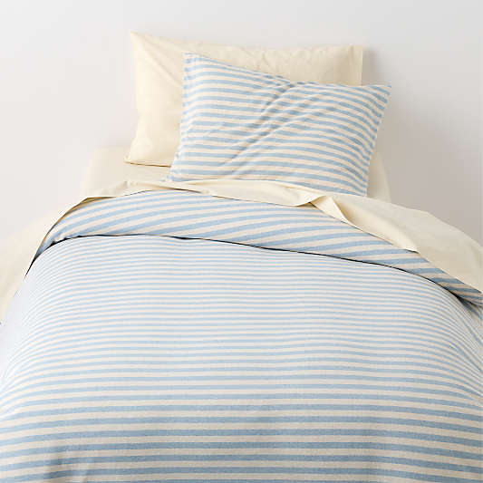 Comfy Tee Sky Blue Stripe 100% Organic Cotton Jersey Kids Twin Duvet Cover